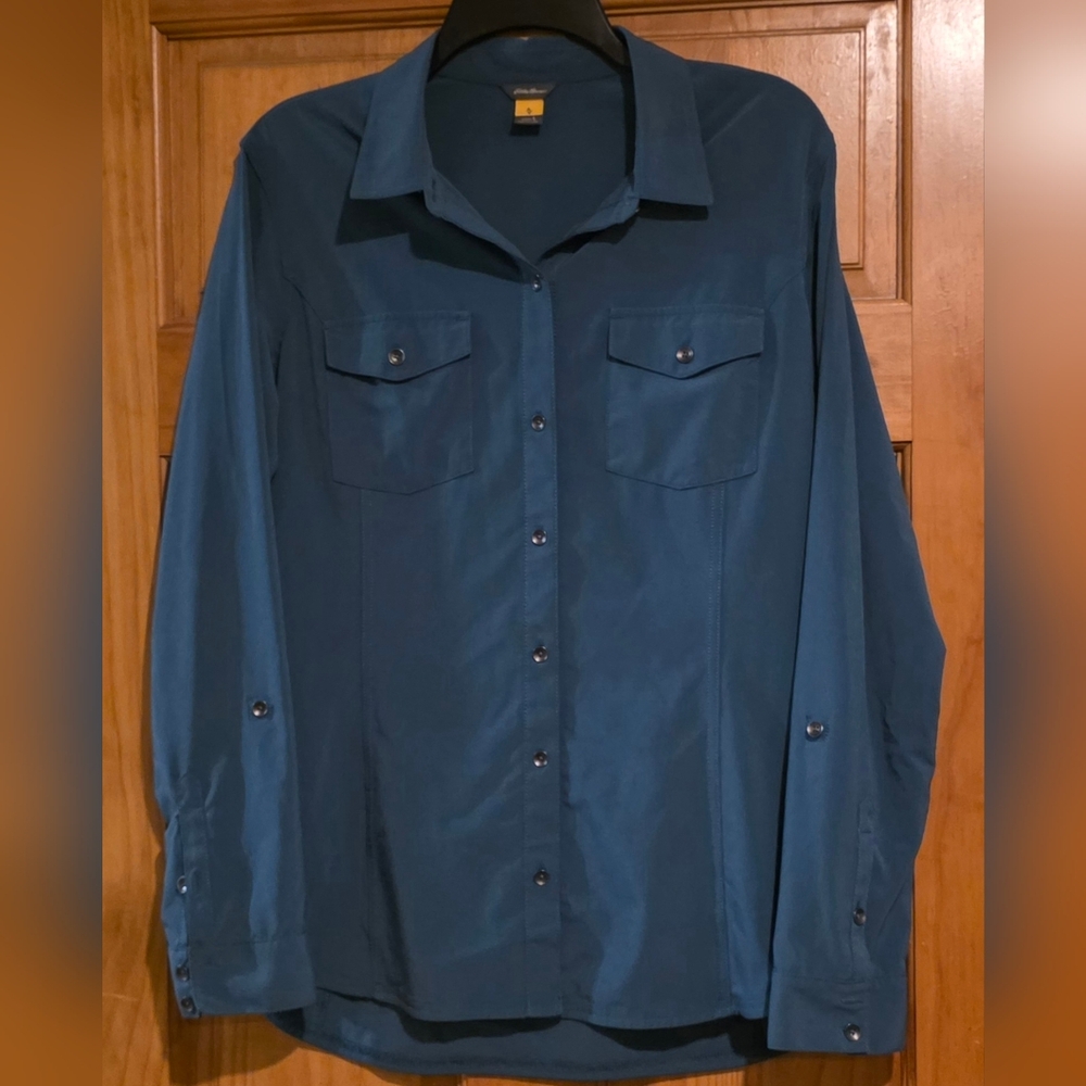 NWOT Eddie Bauer Teal Button-Up Shirt, Large